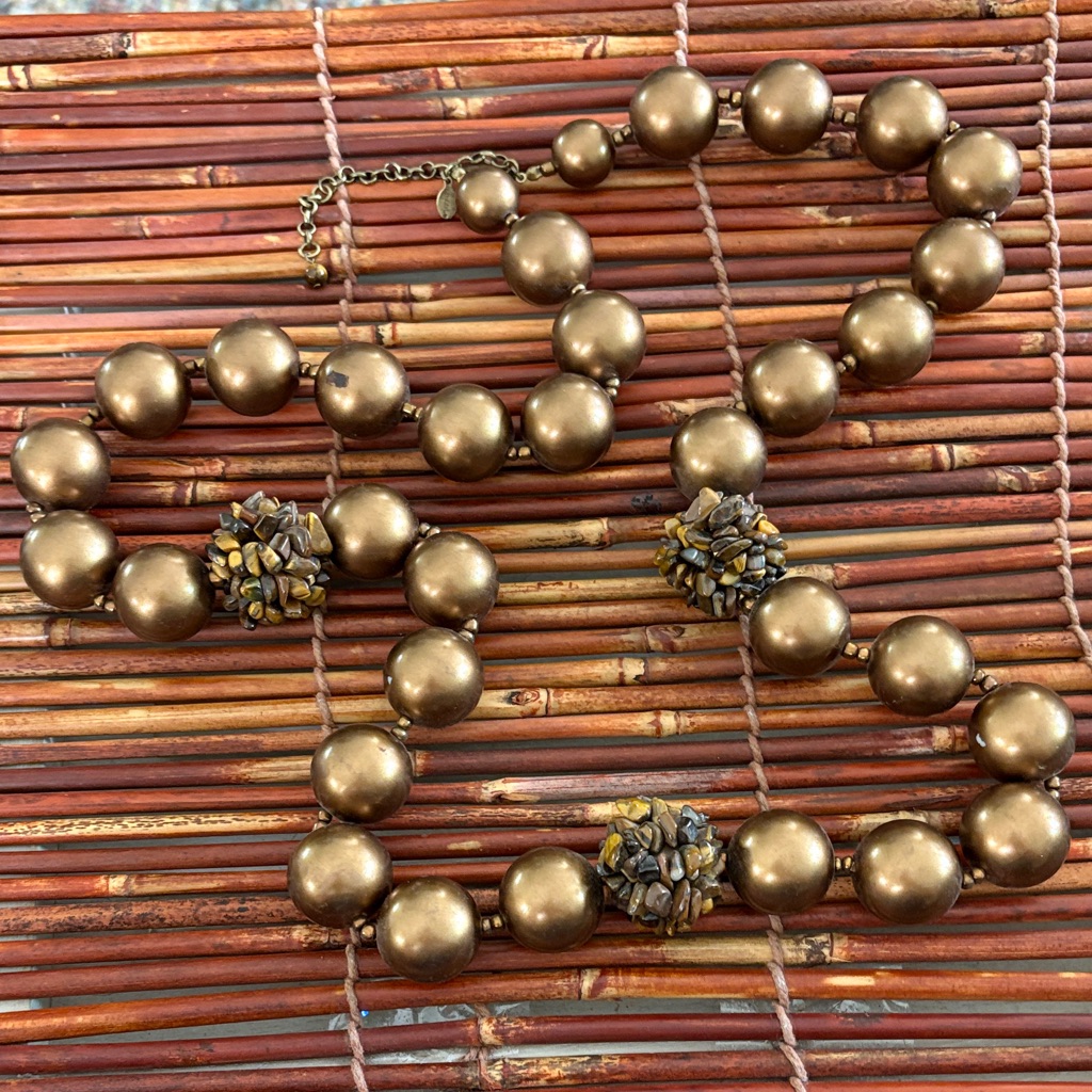 Chicos Bronze Beaded Necklace 42-45 35$